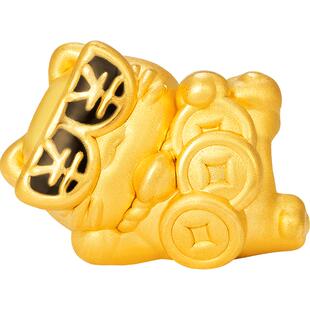 明牌珠宝硬金可爱猫串珠 黄金RICH猫猫编绳手串足金转运珠AFP0831