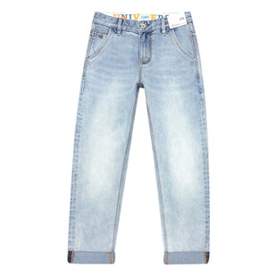 斜插裤兜夏季薄款牛仔裤男款斜纹九分裤印花刺绣弹力修身小脚长裤