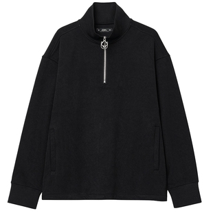 JDV男装春秋新品商场同款黑色立领半拉链卫衣长袖宽松上衣WST4373