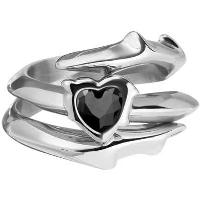 BLACKHEAD尖刺爱心组合戒指