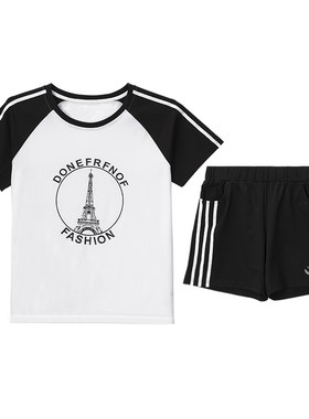 女夏纯棉短袖韩版简约运动家居服