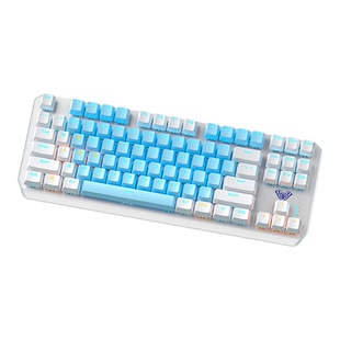 狼蛛F3087机械键盘87键有线游戏电竞专用青红茶轴办公笔记本