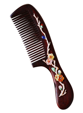 贡匠小叶紫檀百宝嵌梳子