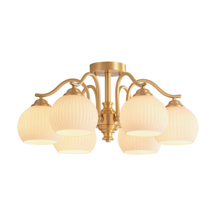 卧室灯主卧2025新款吸顶灯高级吸顶吊灯餐厅灯美式法式奶油风铜灯