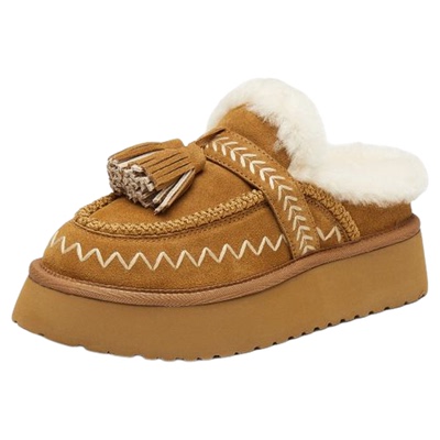 思加图冬季雪顶松松保暖毛毛鞋厚底穆勒拖女鞋D5124DD5