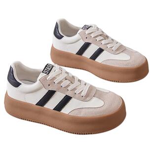 星期六红色厚底德训鞋女鞋春季新款小个子显身材小白鞋女士运动鞋