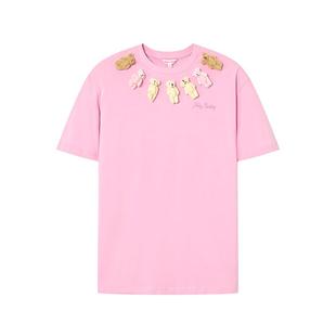 NOISY TEDDY男女同款25夏新款时尚潮流可爱熊圆领短袖T恤衫宽松童