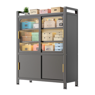 阳台储物柜钢制一体靠墙置物柜家用多功能防水防晒推拉门收纳柜子