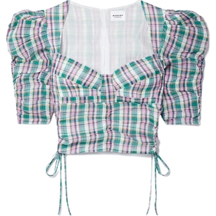 Isabel Marant Etoile 春夏女格纹棉质巴里纱上衣