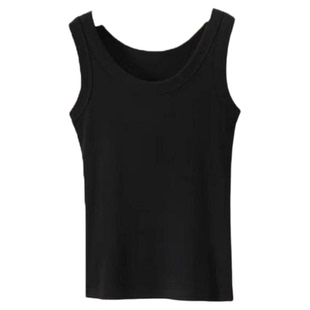 木源纤维方圆领加宽肩休闲背心内搭打底亲肤针织吊带穿搭时尚潮流