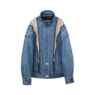 NancyCavally 重磅系列 高密16.1磅 手工定制铆钉廓形牛仔外套