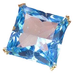 公主方托帕石戒指女天空蓝925纯银镶嵌镀18k金开口可调节水晶礼物