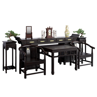 新中式中堂六件套农村自建房柜体神台条几八仙桌佛桌供桌堂屋家具