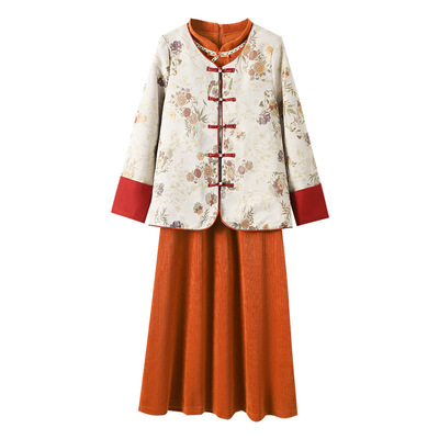 大码女装胖mm秋冬夹棉加厚套装