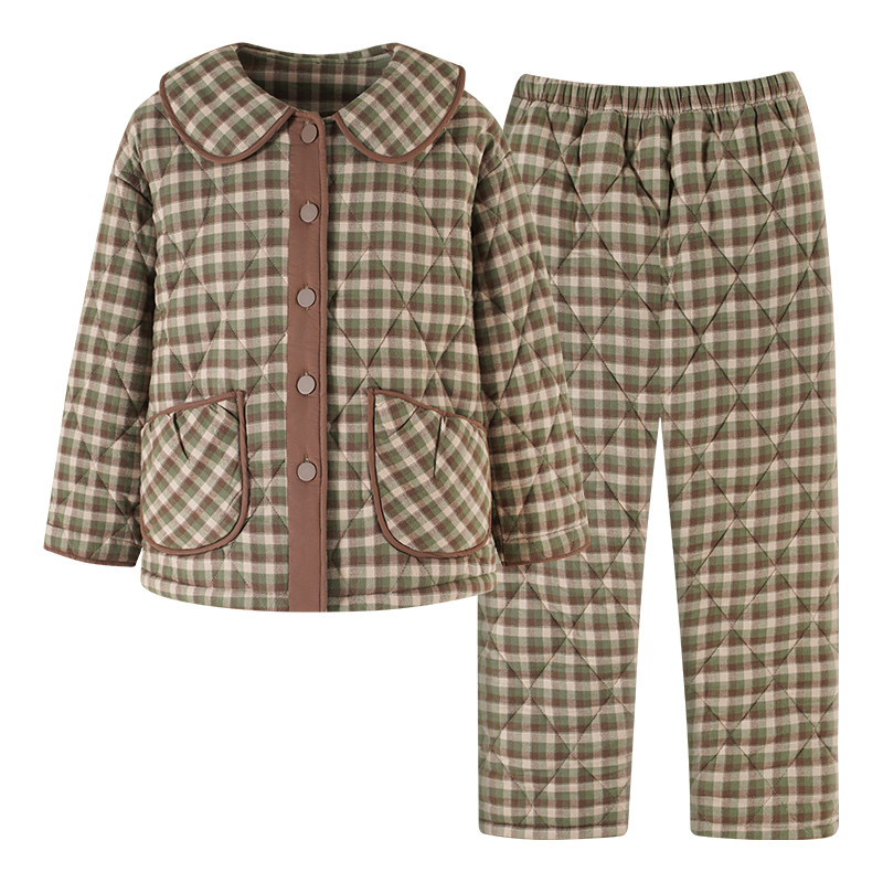 康汝雅冬季加厚纯棉布夹棉家居服