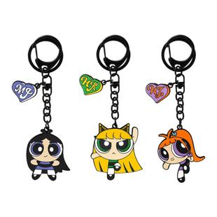 NewJeans与飞天小女警联名金属钥匙扣卡通可爱汽车钥匙链挂件挂饰