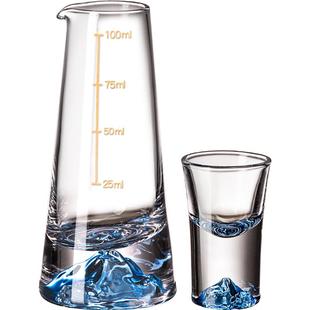 中式高端蓝山白酒杯套装家用水晶玻璃小一口杯酒盅轻奢分酒器酒具