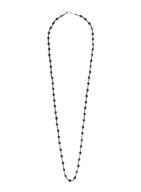 S925纯银OT扣黑曜石圆珠长项链