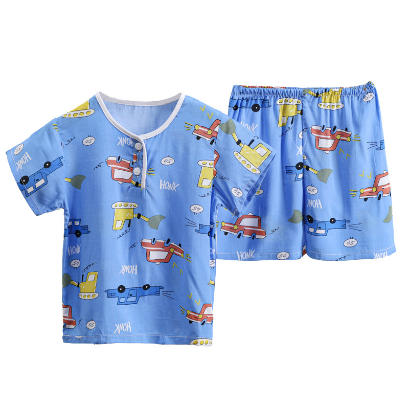 儿童棉绸睡衣套装夏季卡通
