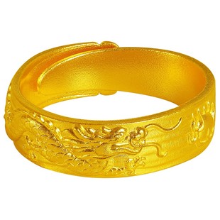 足金999黄金戒指古法实心男女龙凤对戒活口生肖龙本命年纯金按克