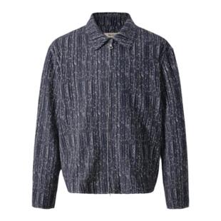 Pointless 23SS 设计师条纹毛边工艺拉链提花烟花夹克休闲外套男