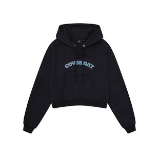 COVERNAT韩国卫衣休闲风连帽卫衣女短款字母印花少女感舒适上衣