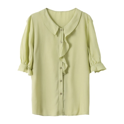 音儿设计感小众雪纺衫女2025夏季法式气质小衫宽松上衣七分袖衬衫