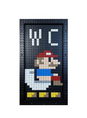 2026年新款积木门牌号 超级马里奥厕所wc轻奢创意入户牌diy小颗粒