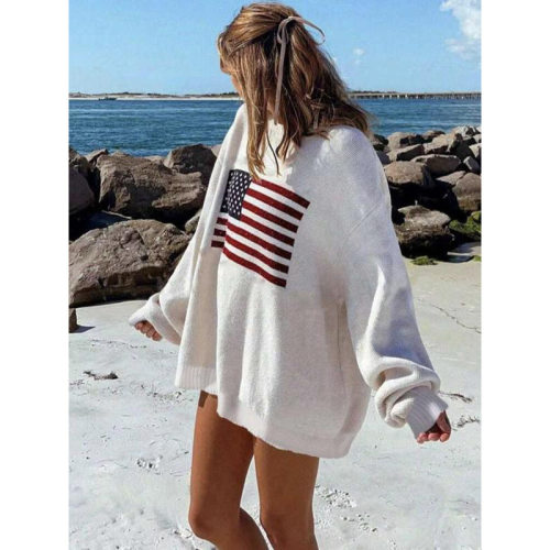 C 92310 Printed crew neck sweater 印花圆领毛衣跨境速卖通