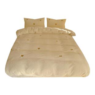 小熊仔仔｜ins可爱卡通加厚泰迪绒四件套干净米色冬天珊瑚法莱绒