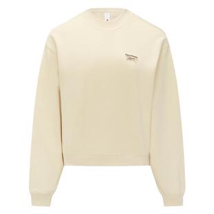 Reebok锐步官方女子经典简约复古运动休闲圆领针织短款卫衣套头衫