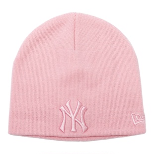 韩国代购NEWERA纽亦华冬季滑雪防寒保暖基础款冷帽NY纽约扬基粉色