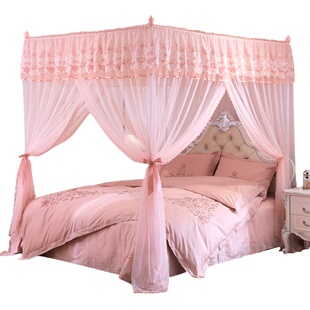 鸥廷落地蚊帐家用2026新款高级结婚床帐子三开门加密加厚婚房纹账