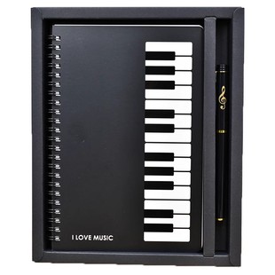 A5钢琴键盘笔记本黑白琴键高音谱号图案记录本琴行培训礼品套装