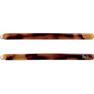 shes茜子简约塑胶板材一字边夹复古玳瑁色刘海夹发夹发卡一对装