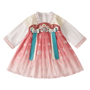 女童汉服2025新款女孩古装裙子中国风演出服连衣裙早秋儿童唐装女