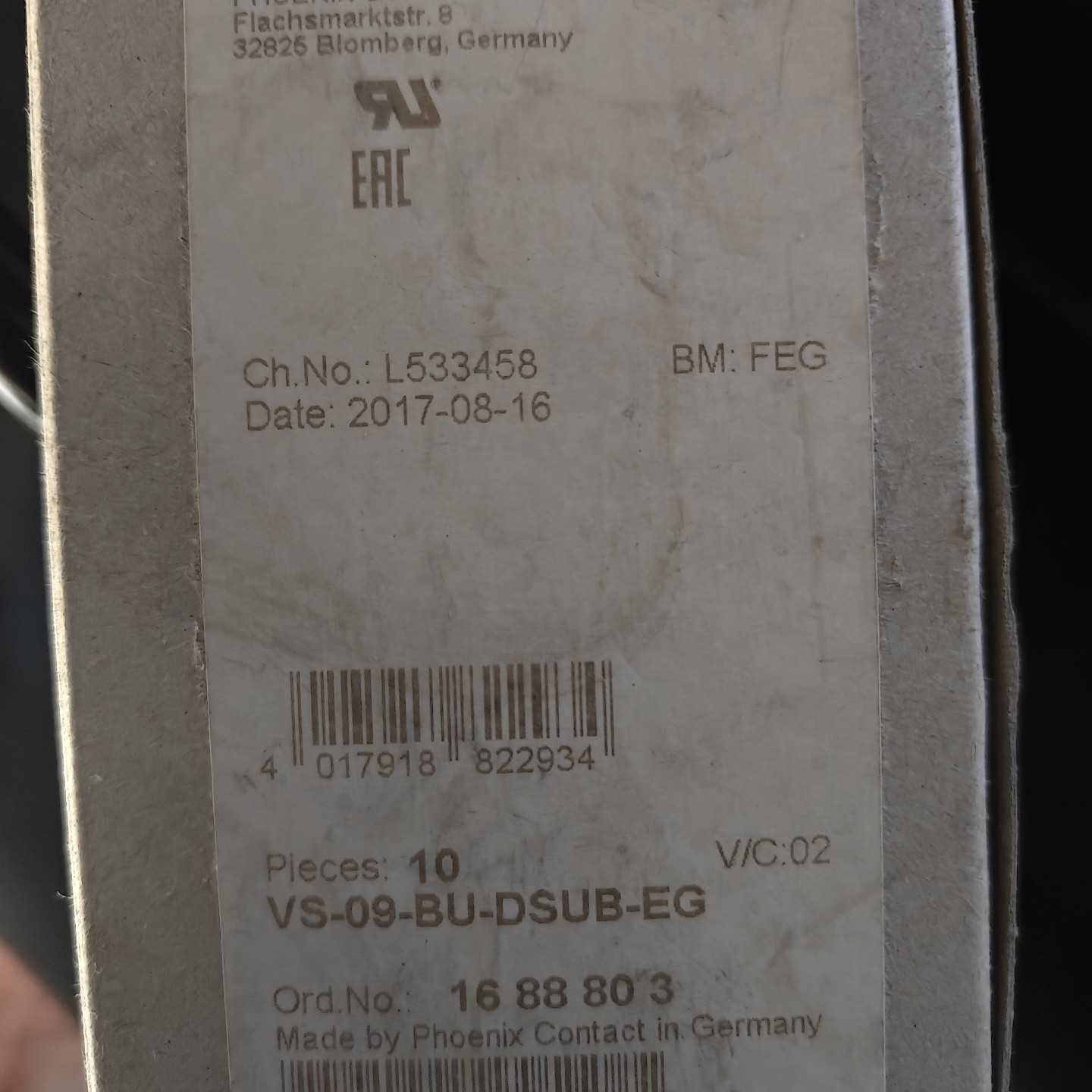 菲尼克斯VS-09-BU-DSUB-EG工业级D-SUB插芯1688803