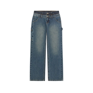 GUESSOriginals 女士潮流时尚韩系水洗直筒牛仔裤