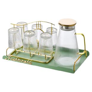 玻璃凉水壶耐高温防爆冷水壶客厅简约ins透明水杯套装家用带托盘