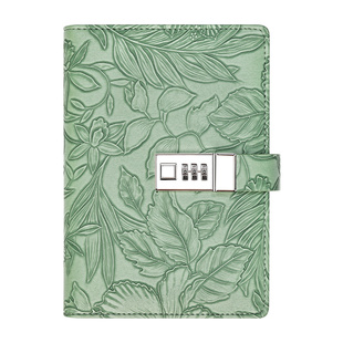 高颜值密码本B6压印带锁创意记事本加厚文艺女孩花纹笔记本子旅行手账本送朋友精致礼品装简约可爱日记本定制