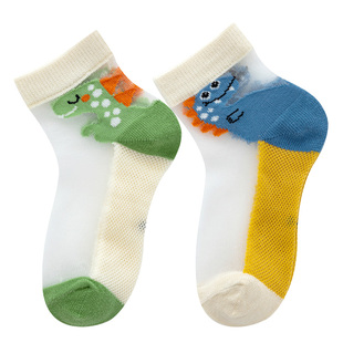 袜子儿童夏季薄款透气男童夏款超薄冰丝袜卡通纯棉宝宝网眼袜短袜