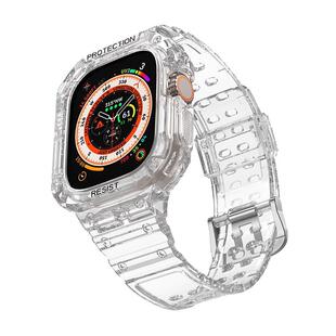 适用苹果手表iwatchS10表带apple watch11代运动SE透明S8硅胶S7男女款S5保护壳套一体ultra2防摔S4冰川手表带
