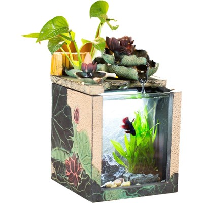 匠心坊茶台小鱼缸办公桌流水摆件