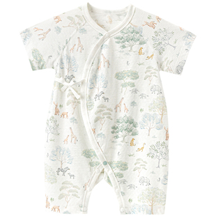 【10A抑菌竹纤维】新生宝宝绑带和尚服夏季薄婴幼儿短袖连体哈衣