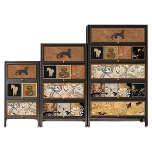 钢制中古风鞋柜家用门口大容量进门玄关柜一体靠墙入口落地收纳柜