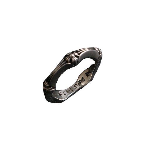 一休老银匠 S925纯银 十字花鱼骨戒指 潮流 朋克风格 戒指 男女款