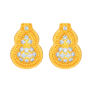 春晚刘涛同款 明牌珠宝御钻珍华·葫芦黄金耳饰足金JIX0187