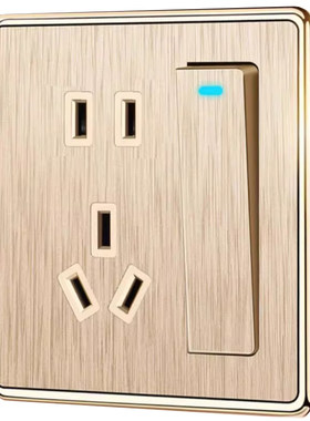 国际电工家用金色拉丝开关插座