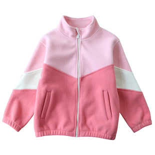 女童摇粒绒外套春秋新款女孩儿童深秋中大童洋气保暖立领拉链上衣