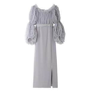 SNIDEL秋冬优雅气质薄纱泡泡袖上衣吊带连衣裙两件套SWFO235043